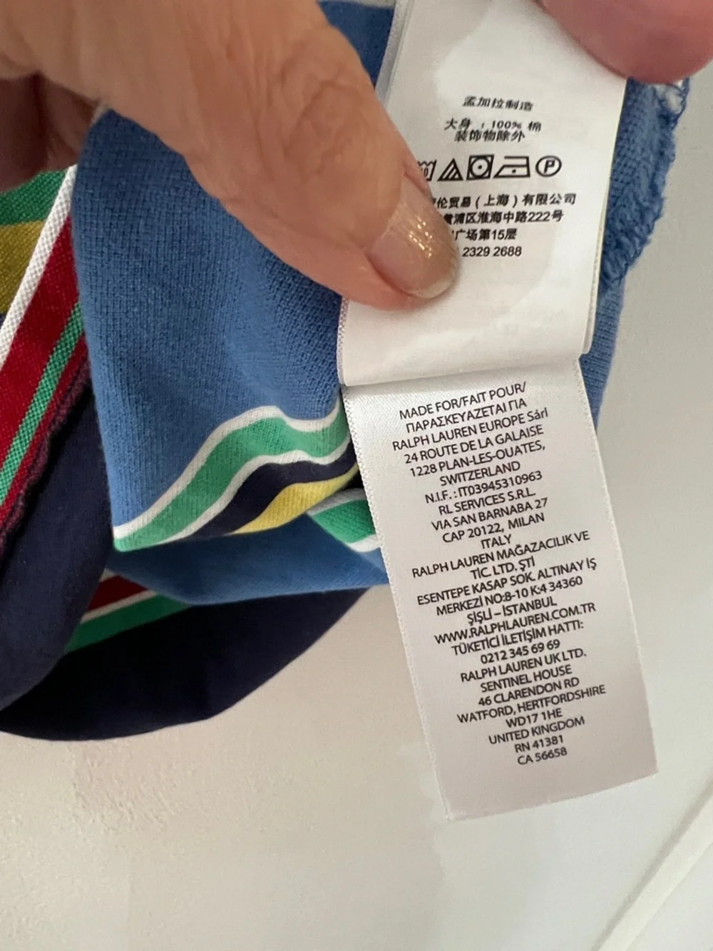 Classic Polo by Ralph Lauren New England Blue multi Classic fit Sz Medium